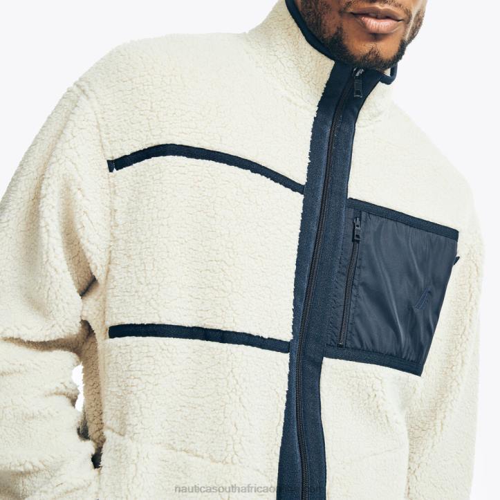 Nautica Stone MenSustainably Crafted Faux Shearling Full-Zip Sweatshirt Nautica 6LZP198