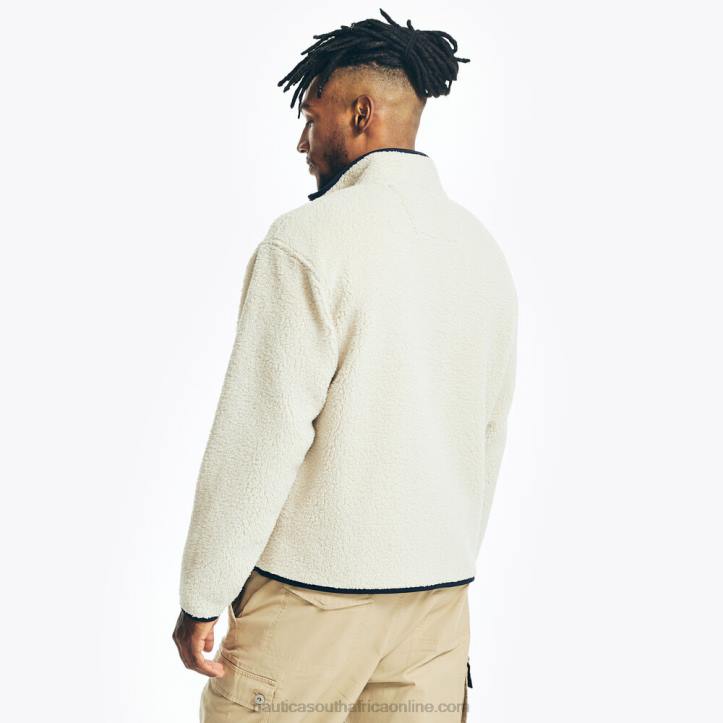 Nautica Stone MenSustainably Crafted Faux Shearling Full-Zip Sweatshirt Nautica 6LZP198
