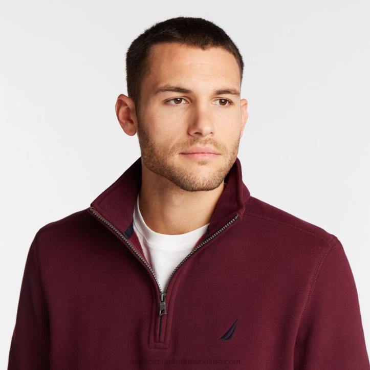 Royal Burgundy MenBig & Tall Quarter Zip Fleece Pullover Nautica 6LZP530