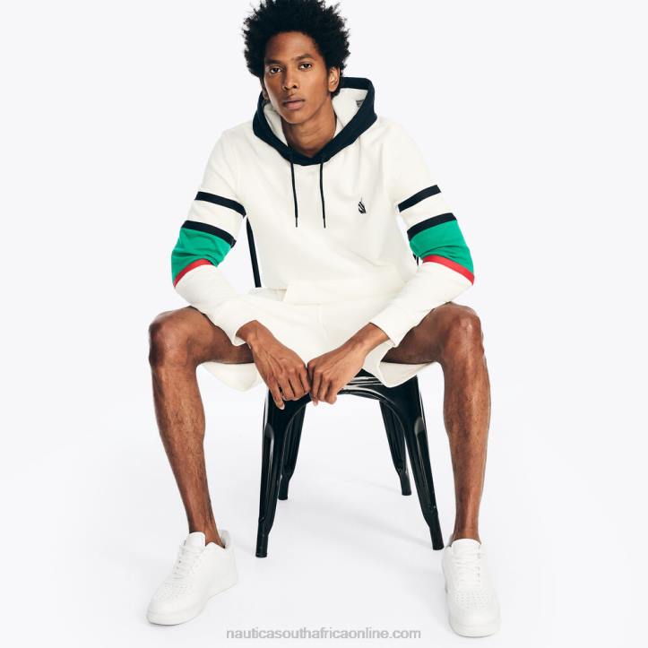 Sail White MenColorblock Logo Fleece Hoodie Nautica 6LZP381