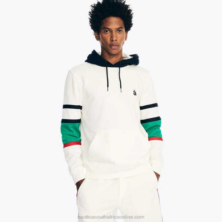 Sail White MenColorblock Logo Fleece Hoodie Nautica 6LZP381
