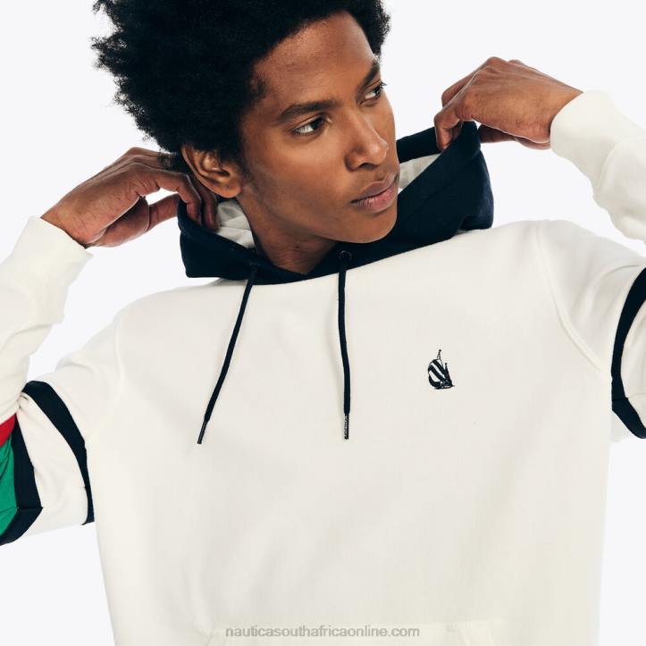 Sail White MenColorblock Logo Fleece Hoodie Nautica 6LZP381