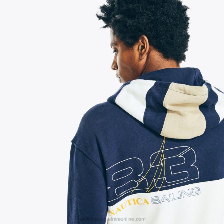 Stellar Blue Heather MenColorblock Full-Zip Hoodie Nautica 6LZP464