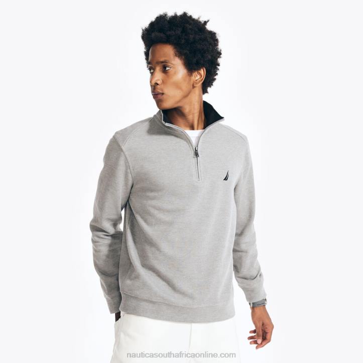 Stone Grey Heather MenQuarter-Zip Sweatshirt Nautica 6LZP99