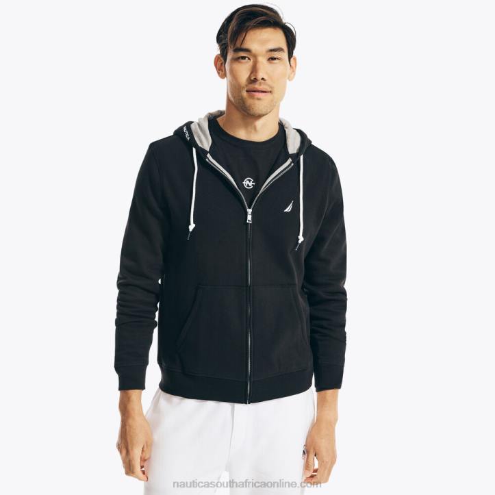 True Black MenSolid Full-Zip Hoodie Nautica 6LZP28
