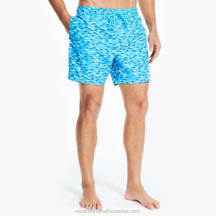 Azure Blue MenSustainably Crafted 6\" Fish Print Swim Nautica 6LZP327