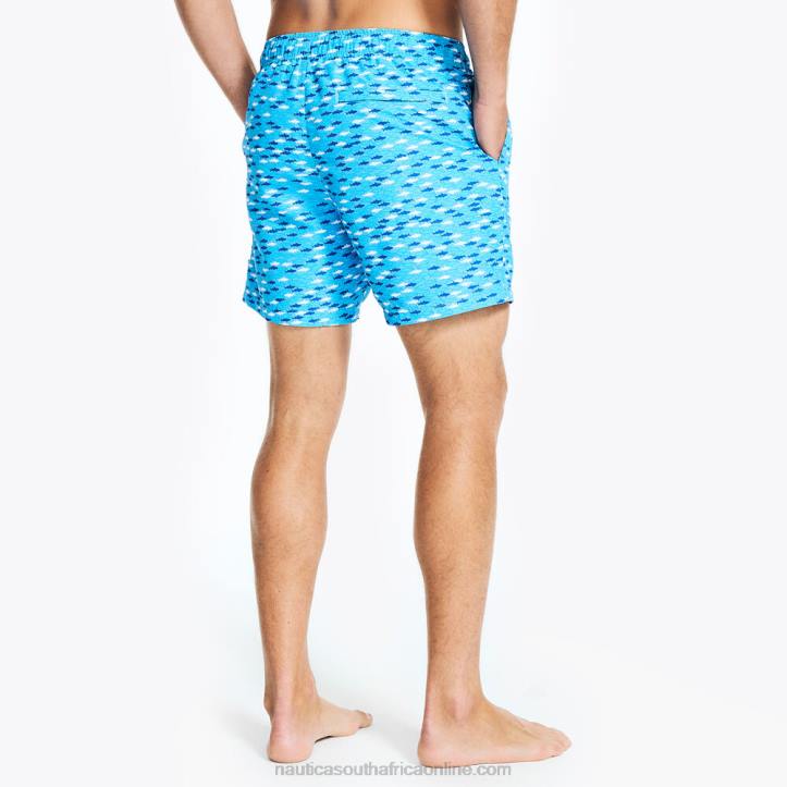 Azure Blue MenSustainably Crafted 6\" Fish Print Swim Nautica 6LZP327