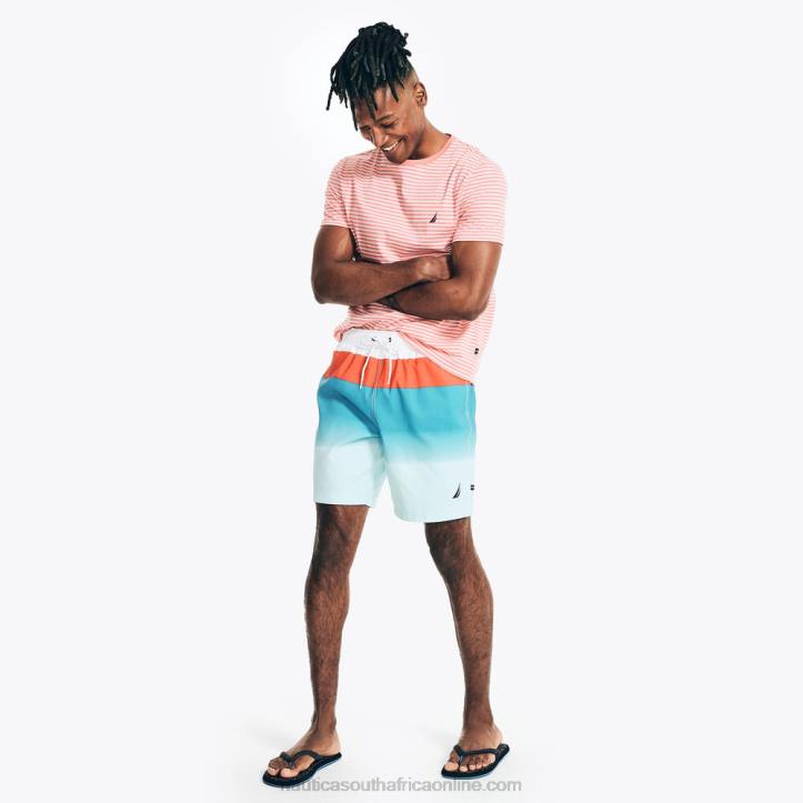 Bright White Men8\" Big & Tall Sustainably Crafted Colorblock Ombre Swim Nautica 6LZP569