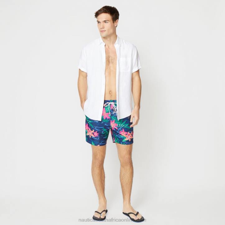 Estate Blue Men8.5\" Big & Tall Floral Camouflage Print Swim Short Nautica 6LZP650