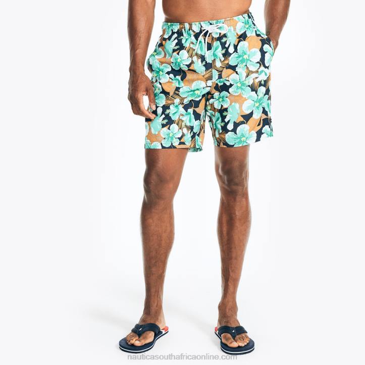Light Olive MenSustainably Crafted 8" Hibiscus Print Swim Nautica 6LZP249