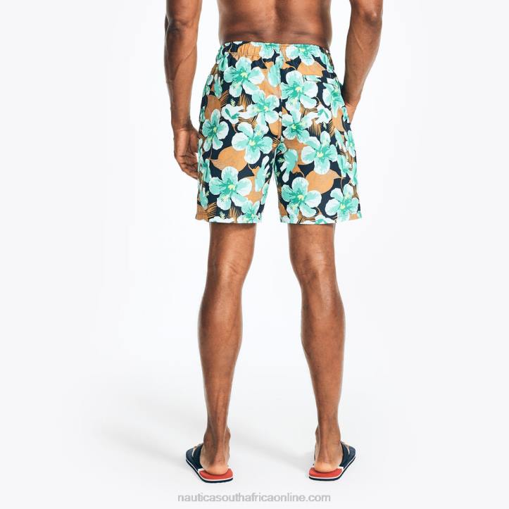 Light Olive MenSustainably Crafted 8\" Hibiscus Print Swim Nautica 6LZP249