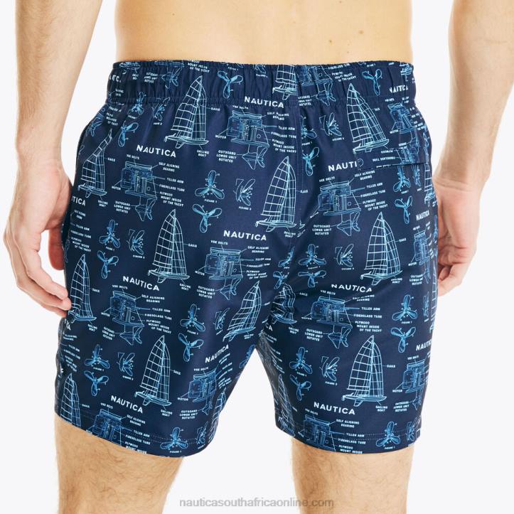 Navy Men8\" Big & Tall Sustainably Crafted Boat Print Swim Nautica 6LZP376