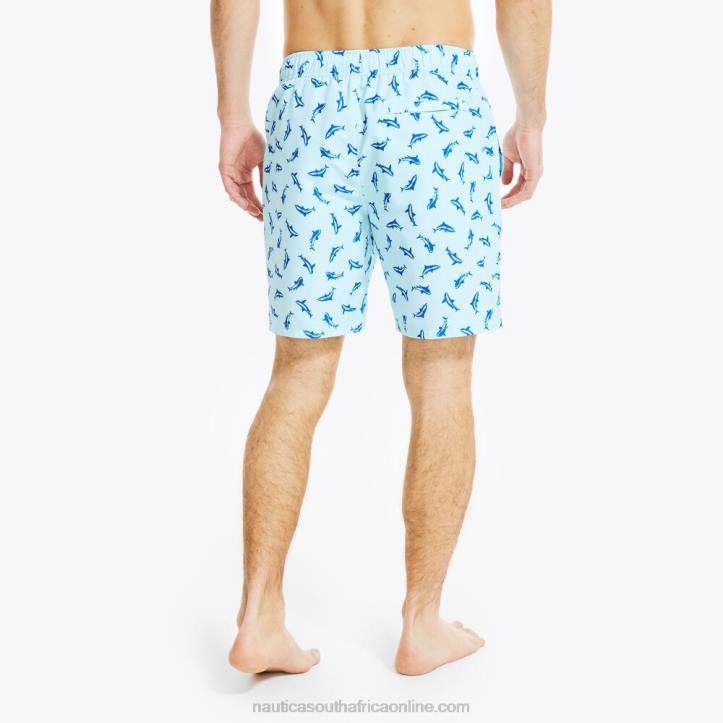South Beach Aqua Men8\" Big & Tall Sustainably Crafted Shark Print Swim Nautica 6LZP525