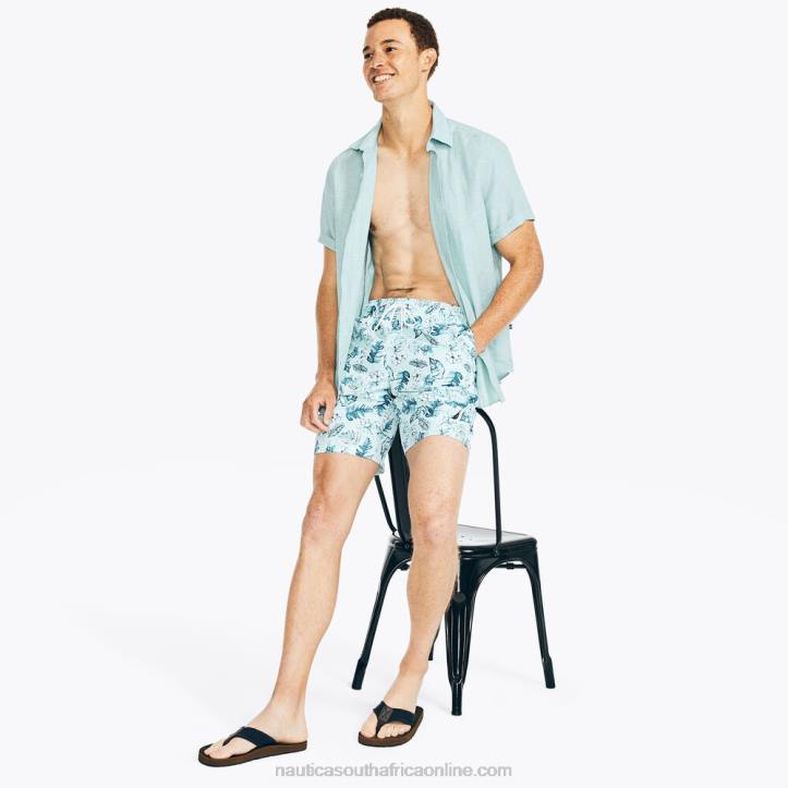 South Beach Aqua MenSustainably Crafted 8\" Tropical Print Swim Nautica 6LZP176