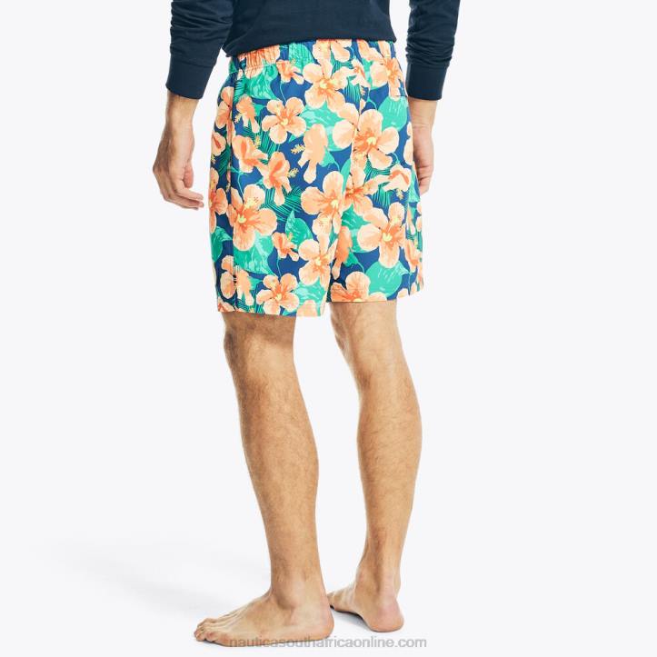 True Navy MenSustainably Crafted 8\" Hibiscus Print Swim Nautica 6LZP632