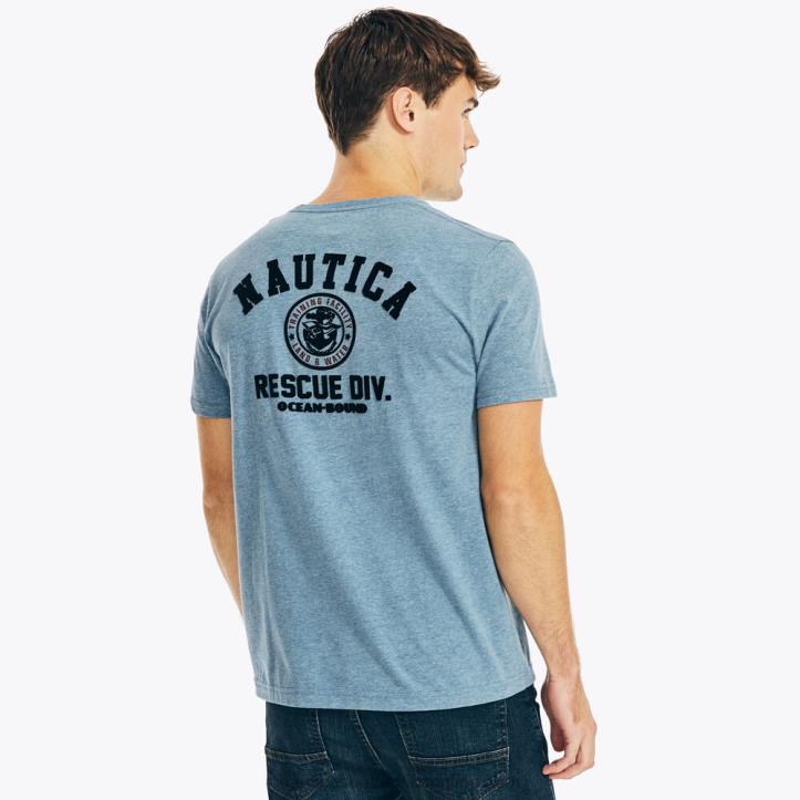 Anchor Blue Heather MenBig & Tall Sustainably Crafted Marine Graphic T-Shirt Nautica 6LZP579