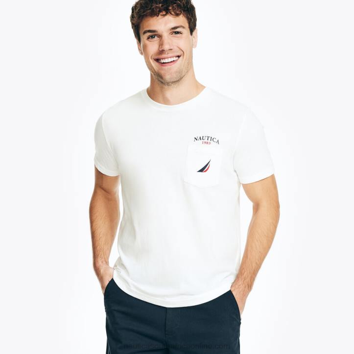 Bright White MenBig & Tall Sustainably Crafted Yacht Club Pocket Graphic T-Shirt Nautica 6LZP428