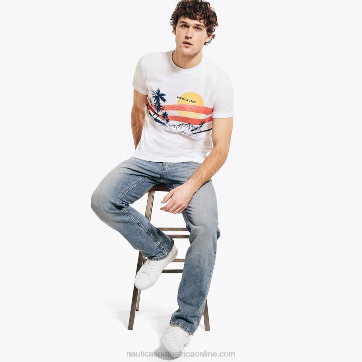 Bright White MenSustainably Crafted Beach Vibes Graphic T-Shirt Nautica 6LZP662
