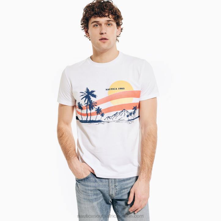 Bright White MenSustainably Crafted Beach Vibes Graphic T-Shirt Nautica 6LZP662