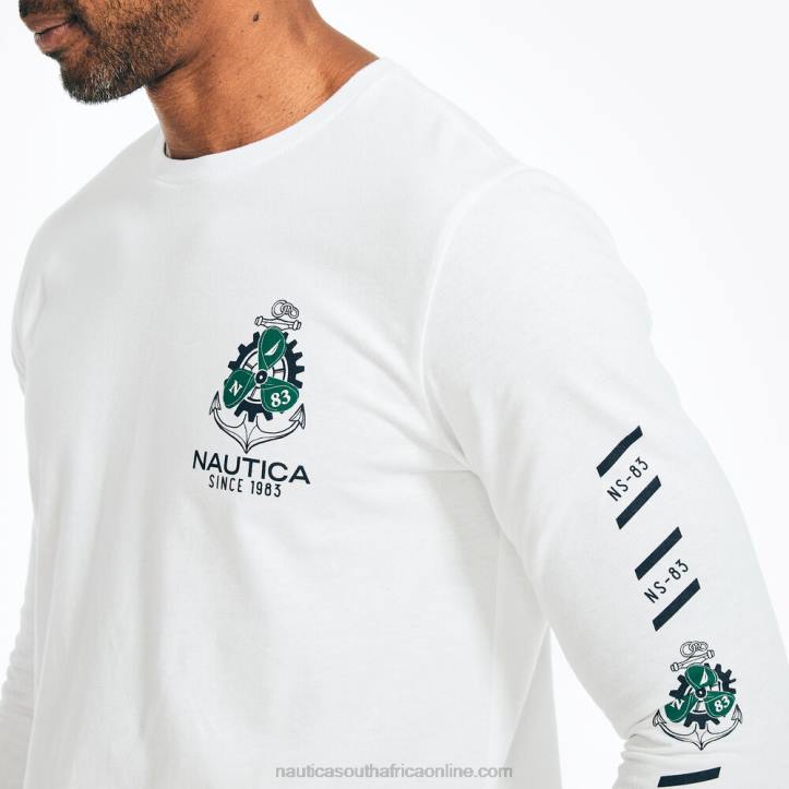 Bright White MenSustainably Crafted Graphic Long-Sleeve T-Shirt Nautica 6LZP349