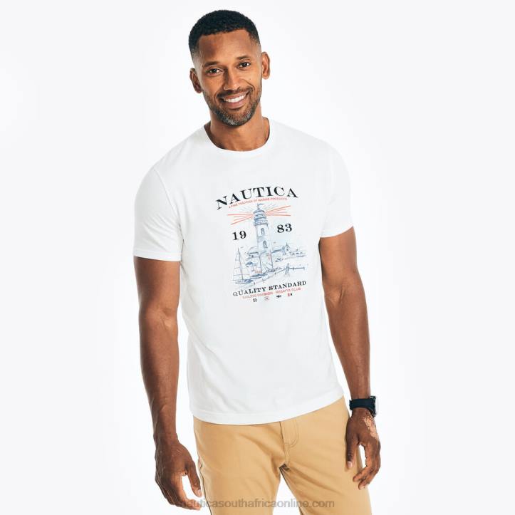 Bright White MenSustainably Crafted Lighthouse Graphic T-Shirt Nautica 6LZP95