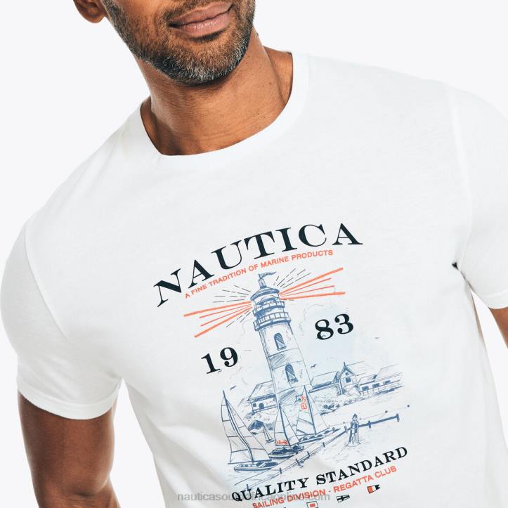 Bright White MenSustainably Crafted Lighthouse Graphic T-Shirt Nautica 6LZP95