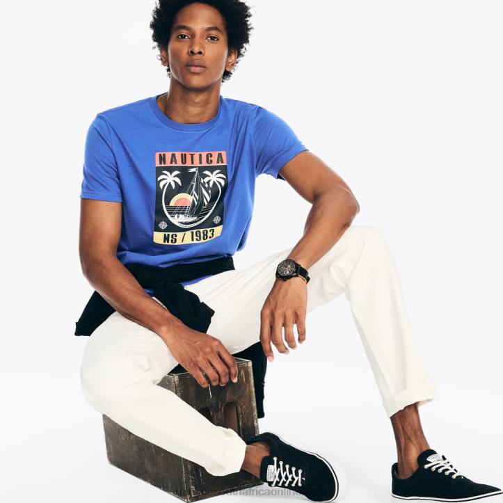 Cobalt Wave MenSustainably Crafted Ocean Vibes Graphic T-Shirt Nautica 6LZP368