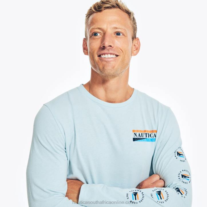 Crest Blue MenSustainably Crafted Long-Sleeve Graphic T-Shirt Nautica 6LZP254