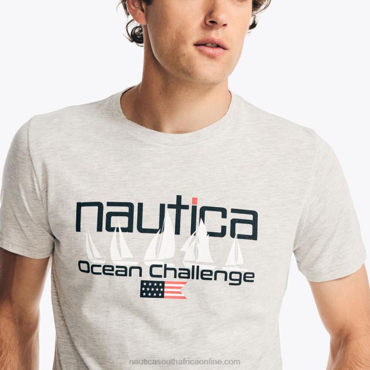 Grey Heather MenSustainably Crafted Ocean Challenge Graphic T-Shirt Nautica 6LZP416