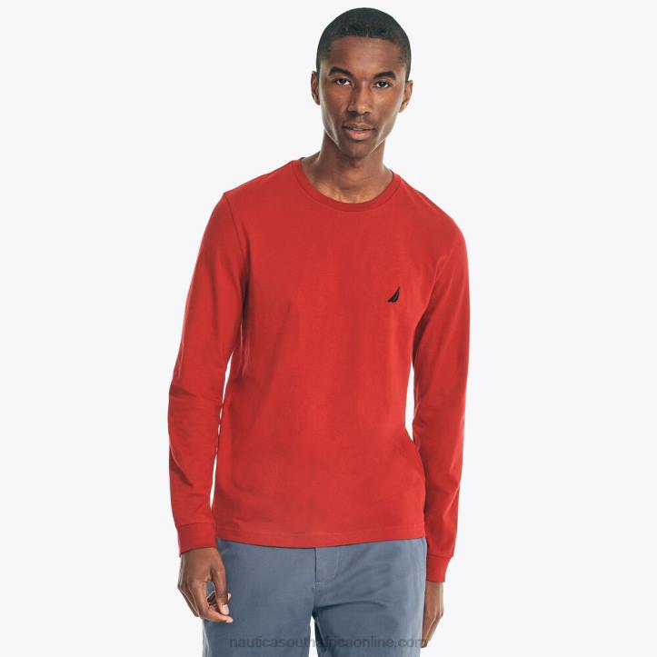 Nautica Red MenCrewneck Long-Sleeve T-Shirt Nautica 6LZP658