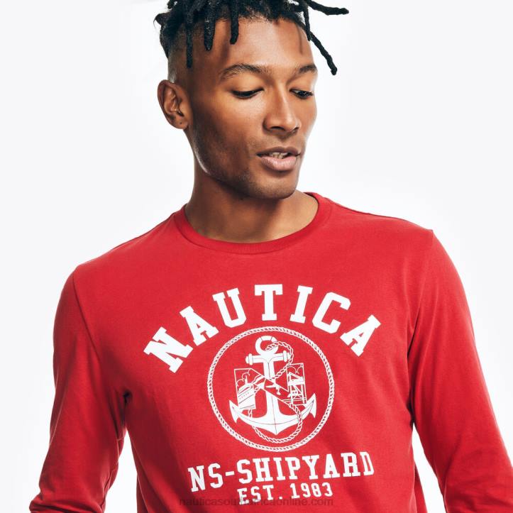Nautica Red MenSustainably Crafted Graphic Long-Sleeve T-Shirt Nautica 6LZP153
