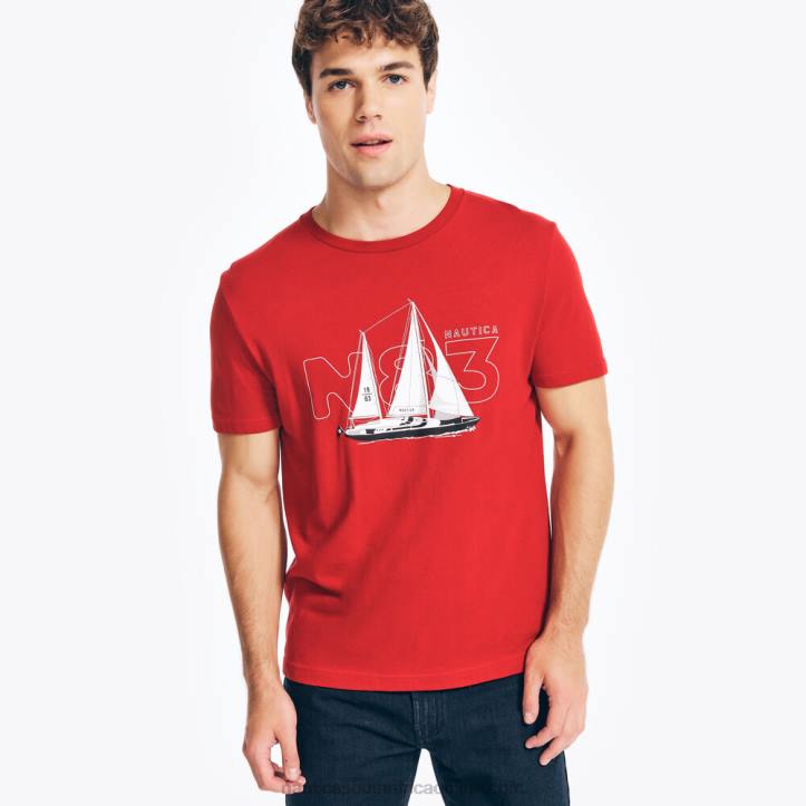 Nautica Red MenSustainably Crafted Sailing Graphic T-Shirt Nautica 6LZP361