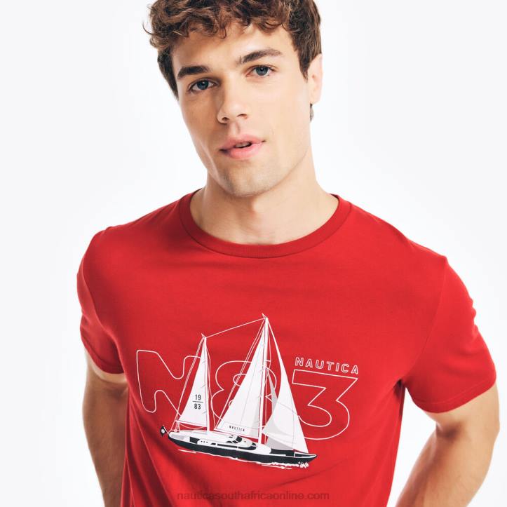 Nautica Red MenSustainably Crafted Sailing Graphic T-Shirt Nautica 6LZP361