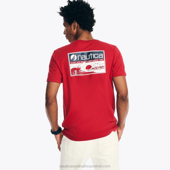 Nautica Red MenSustainably Crafted Surf Beach Vibes Graphic T-Shirt Nautica 6LZP419