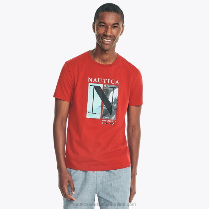 Nautica Red MenSustainably Crafted Wind Velocity Graphic T-Shirt Nautica 6LZP585