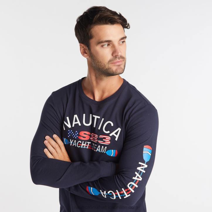 Navy MenBig & Tall Long Sleeve Yacht Team T-Shirt Nautica 6LZP646