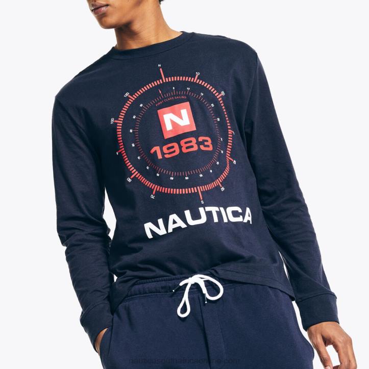 Navy MenSustainably Crafted Graphic Long-Sleeve T-Shirt Nautica 6LZP554