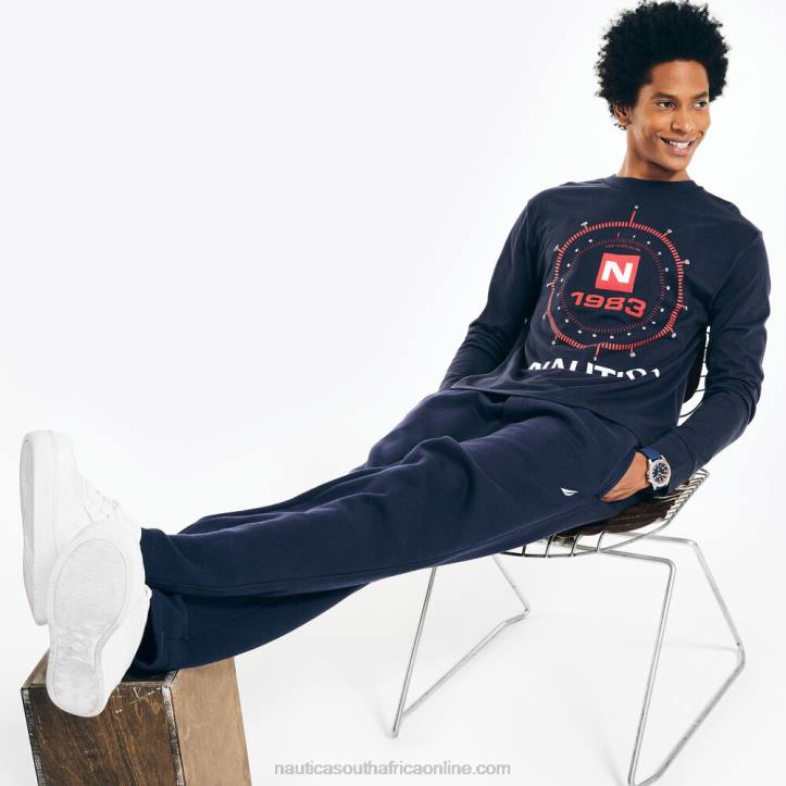 Navy MenSustainably Crafted Graphic Long-Sleeve T-Shirt Nautica 6LZP554