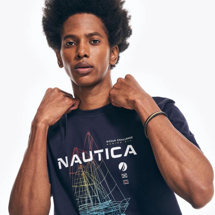 Navy MenSustainably Crafted Ocean Challenge Graphic T-Shirt Nautica 6LZP465