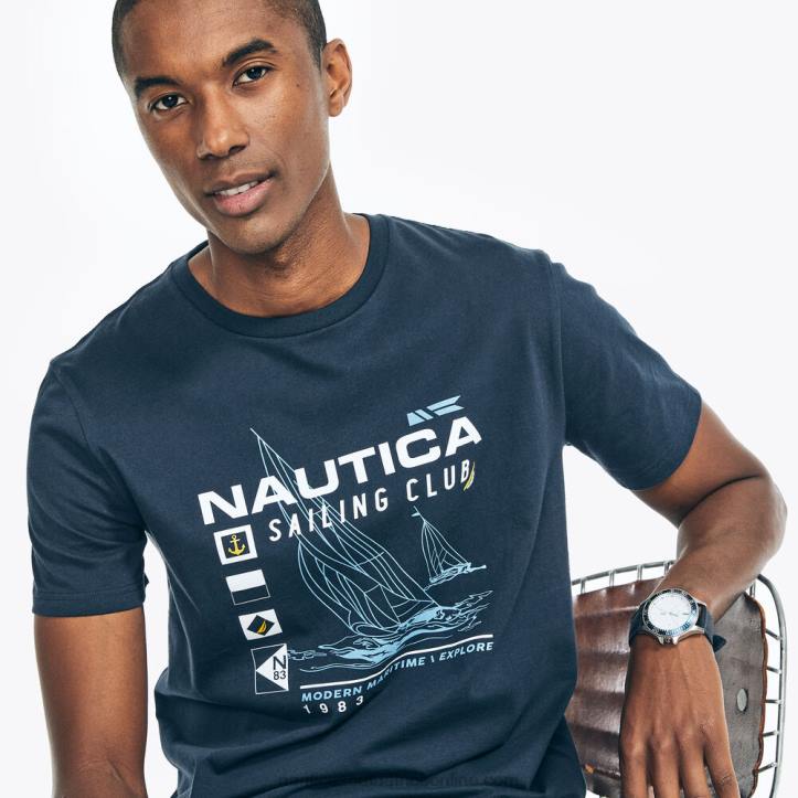 Navy MenSustainably Crafted Sailing Club Graphic T-Shirt Nautica 6LZP394
