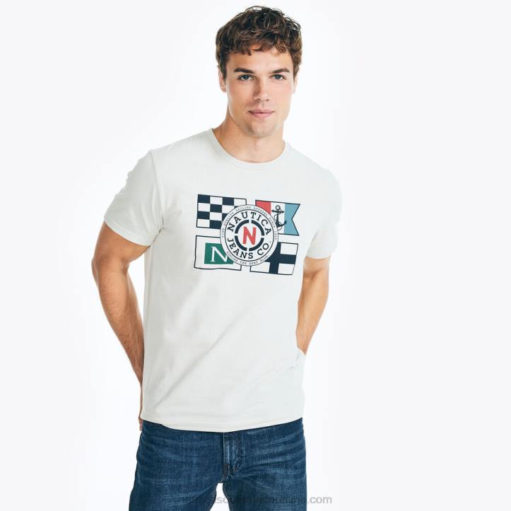 Oatmeal Heather MenSustainably Crafted Jeans Co. Flag Graphic T-Shirt Nautica 6LZP433