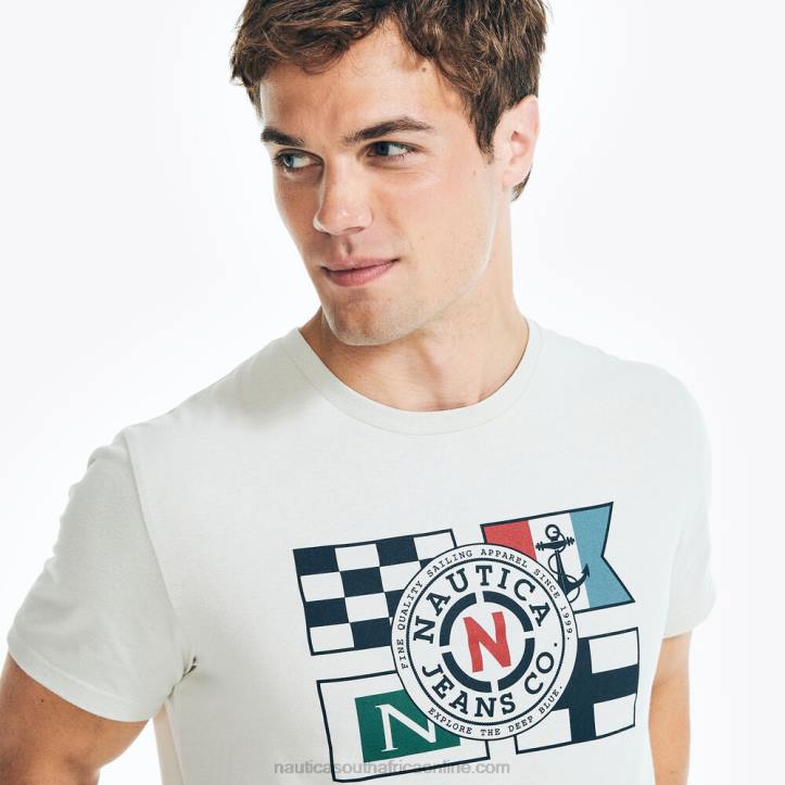 Oatmeal Heather MenSustainably Crafted Jeans Co. Flag Graphic T-Shirt Nautica 6LZP433