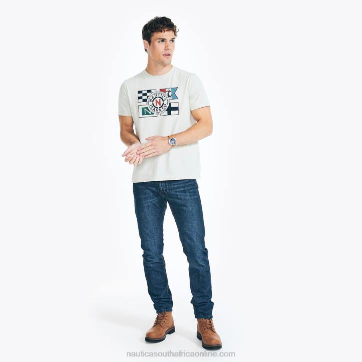Oatmeal Heather MenSustainably Crafted Jeans Co. Flag Graphic T-Shirt Nautica 6LZP433