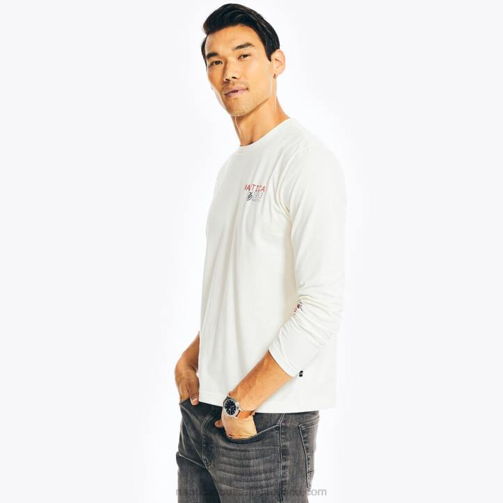 Sail Cream MenSustainably Crafted Graphic Long-Sleeve T-Shirt Nautica 6LZP217