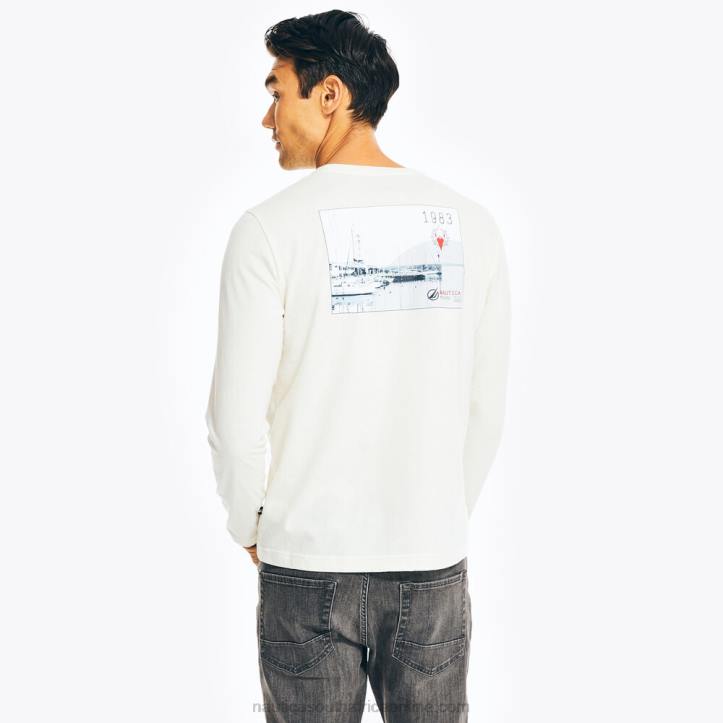 Sail Cream MenSustainably Crafted Graphic Long-Sleeve T-Shirt Nautica 6LZP217