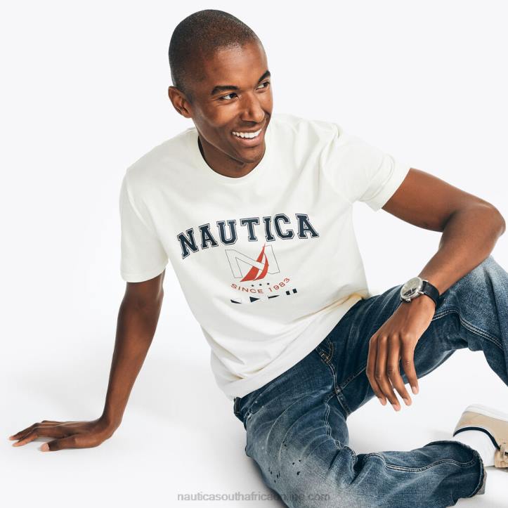 Sail Cream MenSustainably Crafted Logo Graphic T-Shirt Nautica 6LZP450