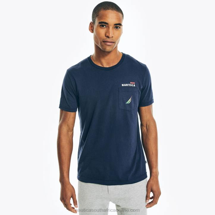 Stellar Blue Heather MenSustainably Crafted Big & Tall Logo Pocket T-Shirt Nautica 6LZP567