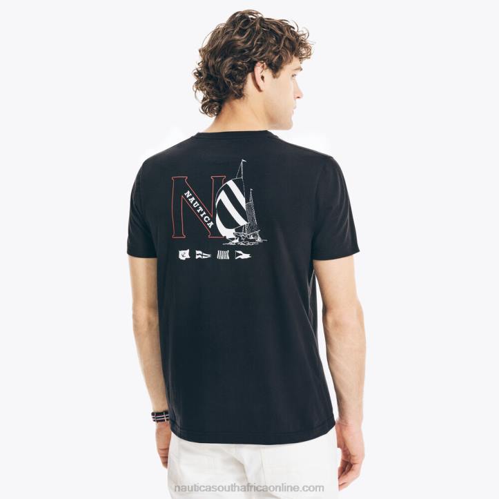 True Black MenBig & Tall Sustainably Crafted Sailboat Graphic T-Shirt Nautica 6LZP621