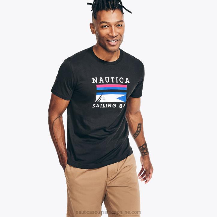 True Black MenSustainably Crafted Sailing Graphic T-Shirt Nautica 6LZP369