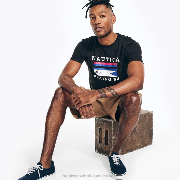 True Black MenSustainably Crafted Sailing Graphic T-Shirt Nautica 6LZP369